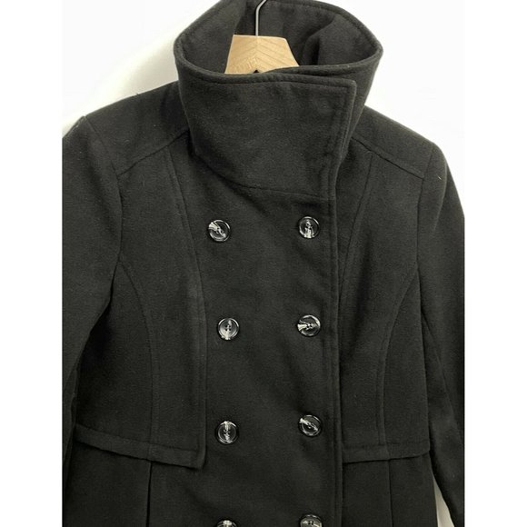 NWT Forever 21 Juniors Black Small Long Sleeved Collared Breasted peacoat Coat S - Picture 4 of 12